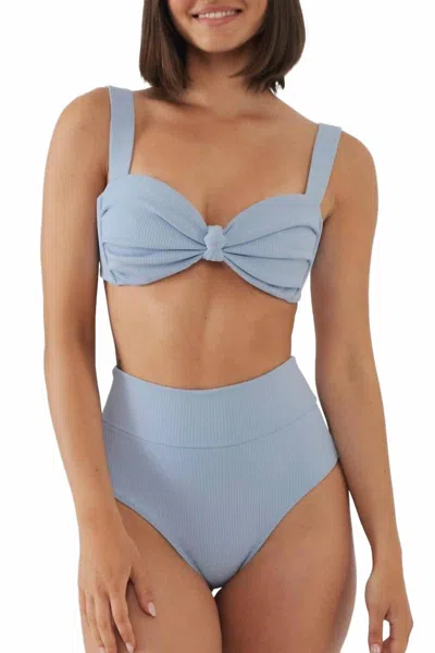 Montce Women's Added Coverage High Rise Bikini Bottom In Peri Rib In Blue