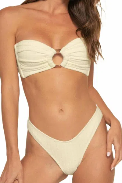 Montce Women's Added Coverage Lulu Zig-zag Stitch Bikini Bottom In Buttercream Rib In White