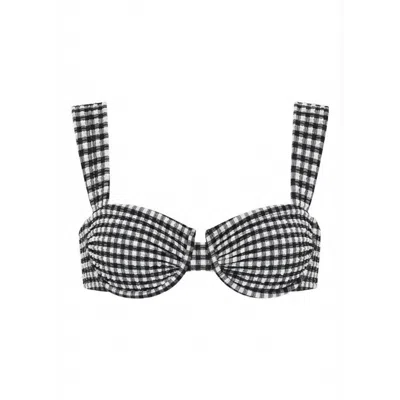 Montce Women's Black & White Micro Gingham Bella Bikini Top In Black/white