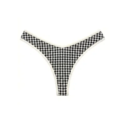 Montce Women's Black & White Micro Gingham Lulu Bikini Bottom In Black/white