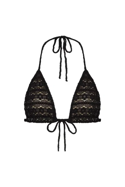 Montce Women's Black Daisy Lace Emma Bikini Top