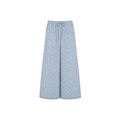 Montce Women's Blue Petite Fleur Drawstring Wide-leg Pant
