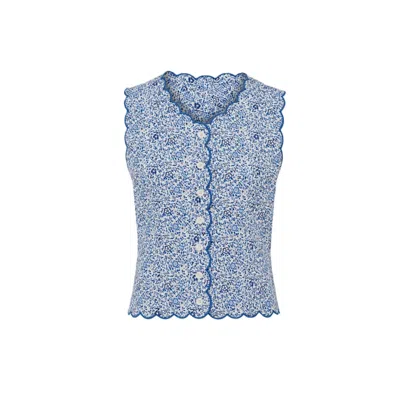 Montce Women's Blue Petite Fleur Scalloped Vest