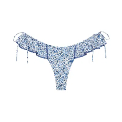 Montce Women's Blue Petite Fleur Uno Ruffle Bows Bikini Bottom
