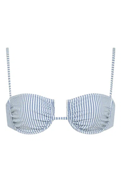MONTCE WOMEN'S BLUE / WHITE CLASSIC BLUE STRIPE SIMONETTE BIKINI TOP