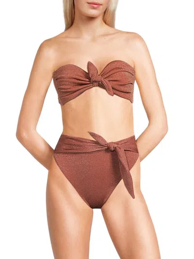 Montce Women's Cabana Sparkle Sweetheart Bikini Top In Brown