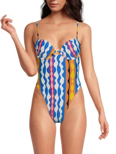 Montce Women's Elany Abstract Striped One Piece Swimsuit In Blue Multi