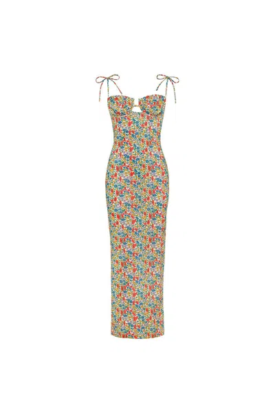 Montce Petal Long Slip Dress In Multi