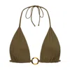 Montce Women's Green Khaki Emma Tori Loop Bikini Top In Green