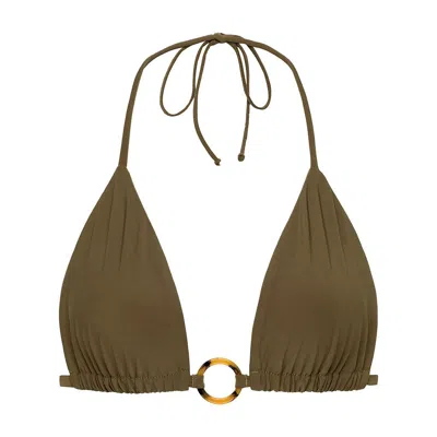 Montce Women's Green Khaki Emma Tori Loop Bikini Top