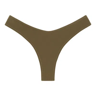 Montce Women's Green Khaki Lulu Zig-zag Stitch Bikini Bottom