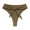 Montce Paula Tie Front High Waist Bikini Bottoms In Green