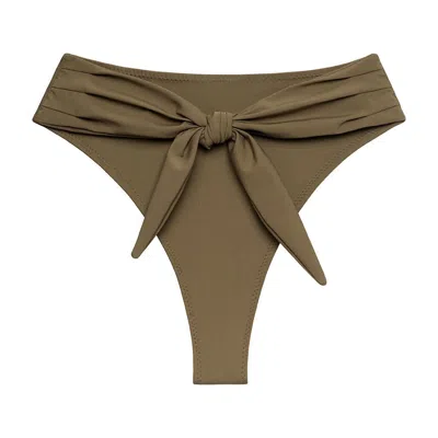 MONTCE WOMEN'S GREEN KHAKI PAULA TIE-UP BIKINI BOTTOM