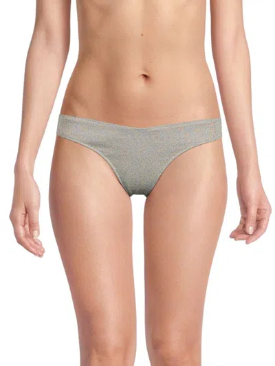 Montce Women's Lulu Metallic Bikini Bottom In Light Grey