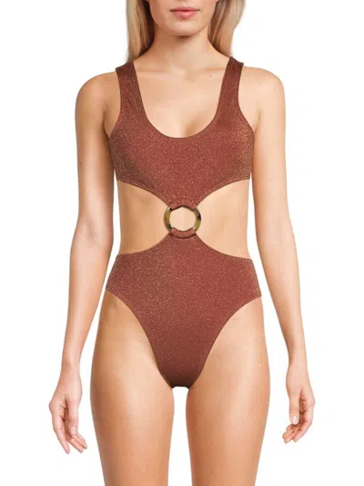 Montce Women's Metallic Cutout One Piece Swimsuit In Brown