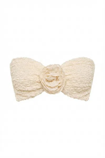 Montce Rosa Floral-appliqué Bandeau Bikini Top In White