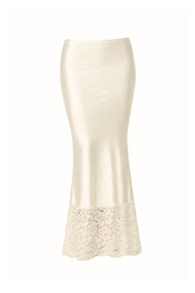 Montce Women's Neutrals Cream Silkie Natalia Skirt W Lace