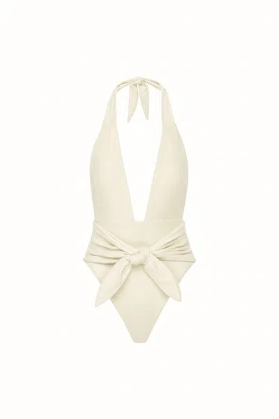 Montce Women's Neutrals Cream Silkie Tropez Tie-up One-piece In White