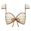 Montce Camana Contrast Binding Cap Sleeve Bikini Top In Neutral