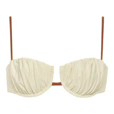 Montce Women's Neutrals Oat Terracotta Binded Petal Bikini Top