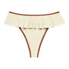 Montce Women's Neutrals Oat Terracotta Binded Tamarindo Ruffle Bikini Bottom In Gold