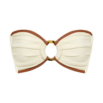 Montce Women's Neutrals Oat Terracotta Binded Tori Ties Bandeau Bikini Top