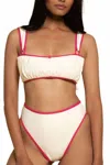 Montce Women's Paula Bottom In Cream Raspberry Binded In Multi