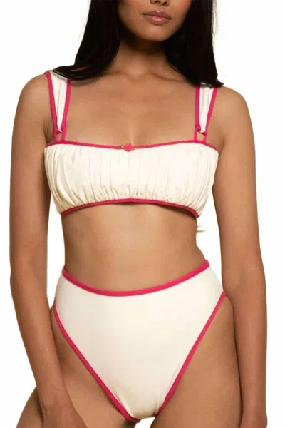 Montce Women's Paula Bottom In Cream Raspberry Binded In Multi