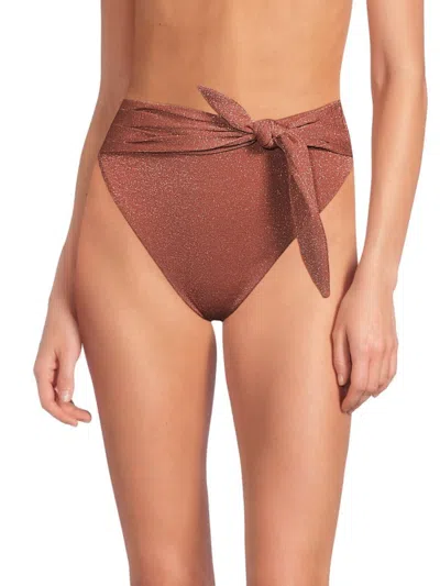 Montce Women's Paula Sparkle Tie Waist Bikini Bottom In Brown