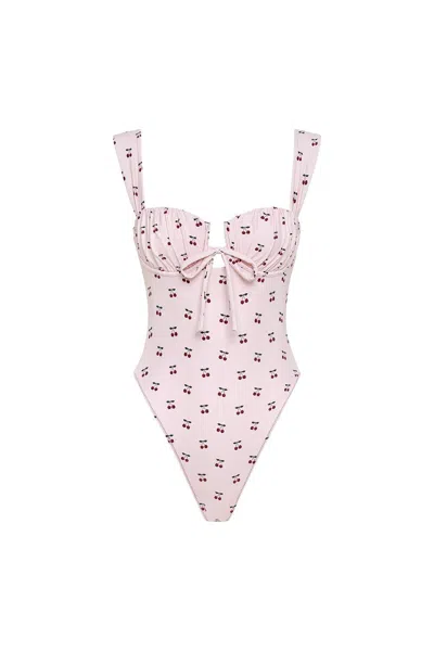 MONTCE WOMEN'S PINK CHERRIES PETAL VARIATION ONE-PIECE