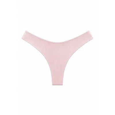 Montce Women's Pink Pale Blush Silkie Lulu Zig-zag Stitch Bikini Bottom