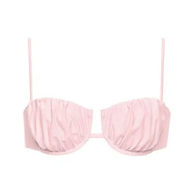 Montce Women's Pink Pale Blush Silkie Petal Bikini Top