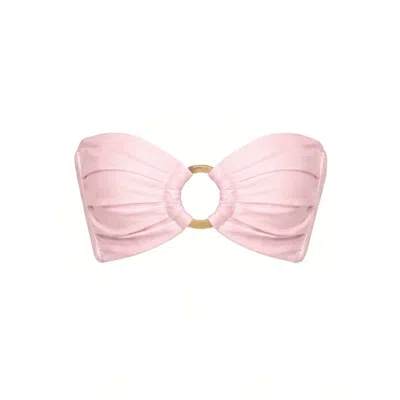 Montce Women's Pink Pale Blush Silkie Tori Ties Bandeau Bikini Top