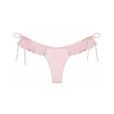 Montce Women's Pink Pale Blush Silkie Uno Ruffle Bows Bikini Bottom