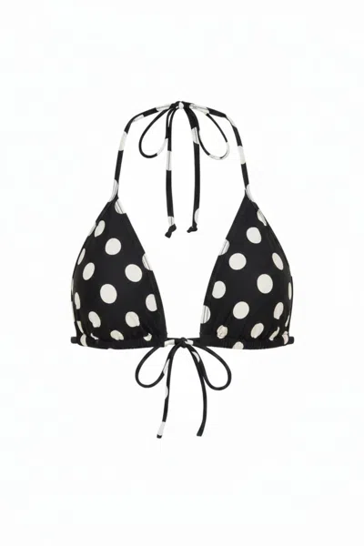 Montce Women's Polka Dot Binded Emma Zig-zag Stitch Bikini Top In Black