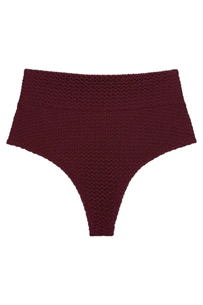 Montce Added Coverage High Rise Bikini Bottom In Burgundy
