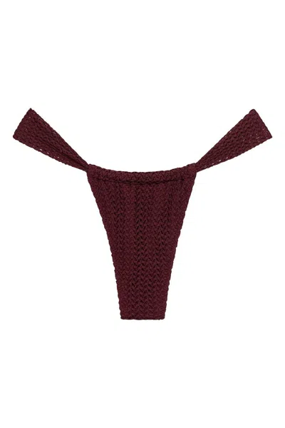 Montce Women's Red Maroon Crochet Sandra Bikini Bottom In Burgundy