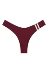 Montce Women's Red Maroon Sporty Lulu Zig-zag Stitch Bikini Bottom In Burgundy
