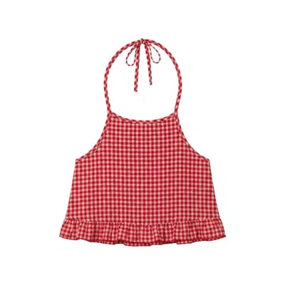 Montce Women's Red Micro Gingham Brooklyn Cropped Top