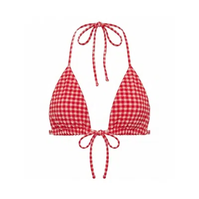 Montce Women's Red Micro Gingham Emma Bikini Top