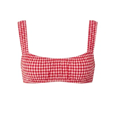 Montce Women's Red Micro Gingham Zoe Bikini Top