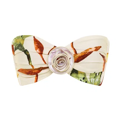 MONTCE WOMEN'S ROOTED FLORAL ROSA BANDEAU BIKINI TOP