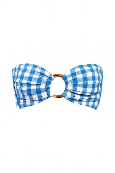 Montce Women's Tori Ties Bandeau Bikini Top In Blue Gingham