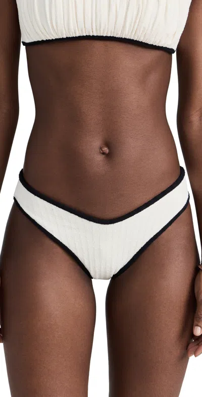 Montce X Olivia Culpo Binded Lulu Bikini Bottoms Cream/black Terry Rib
