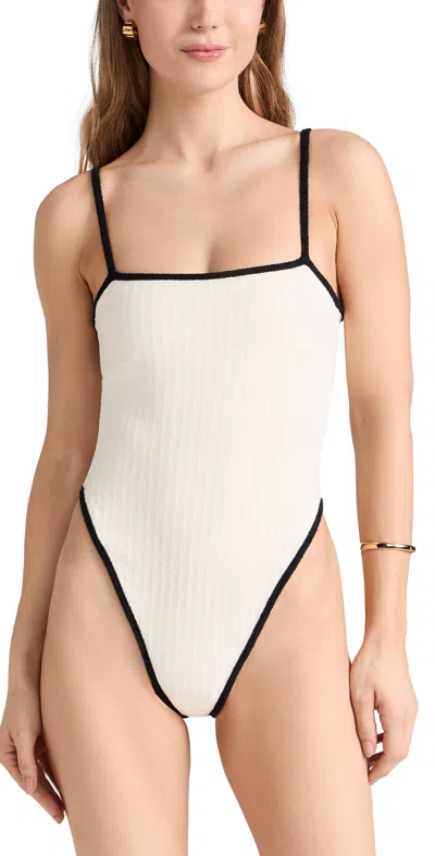 Montce Jacelyn One-piece Swimsuit In Cream/black Terry Rib