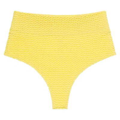 Montce Yellow Crochet Added Coverage High Rise Bikini Bottom