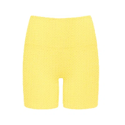 Montce Yellow Crochet Midi Bike Short