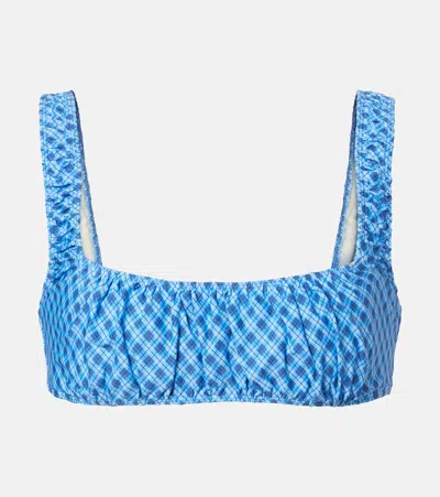 Montce Zoe Plaid Bikini Top In Blue