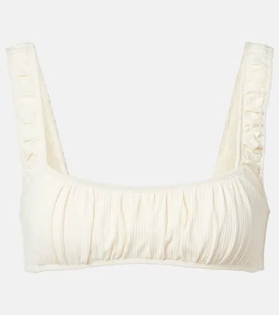 Montce Zoe Ribbed-knit Bikini Top In White