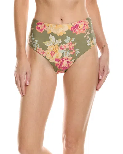 Monte And Lou Arcadia High-waist Bikini Bottom In Green